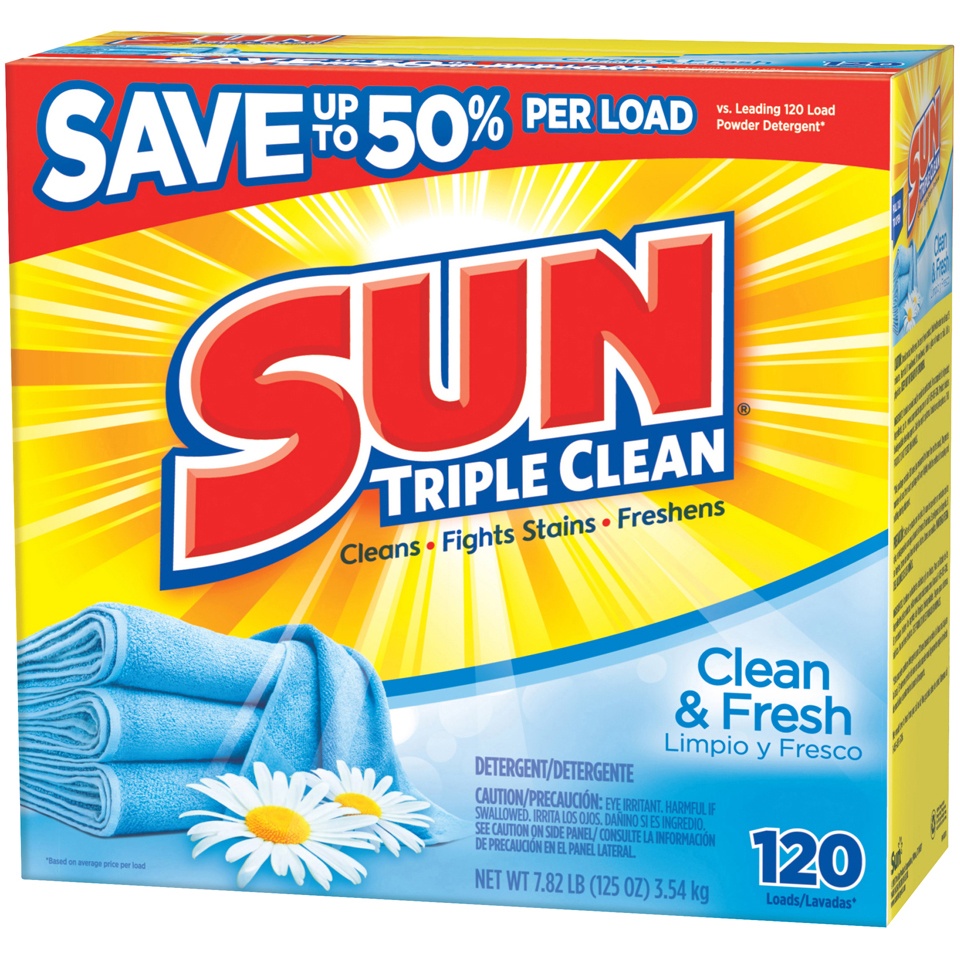 slide 1 of 1, Sun Clean & Fresh with Sensational Scents Powder Laundry Detergent 120 Loads, 2.82 lb