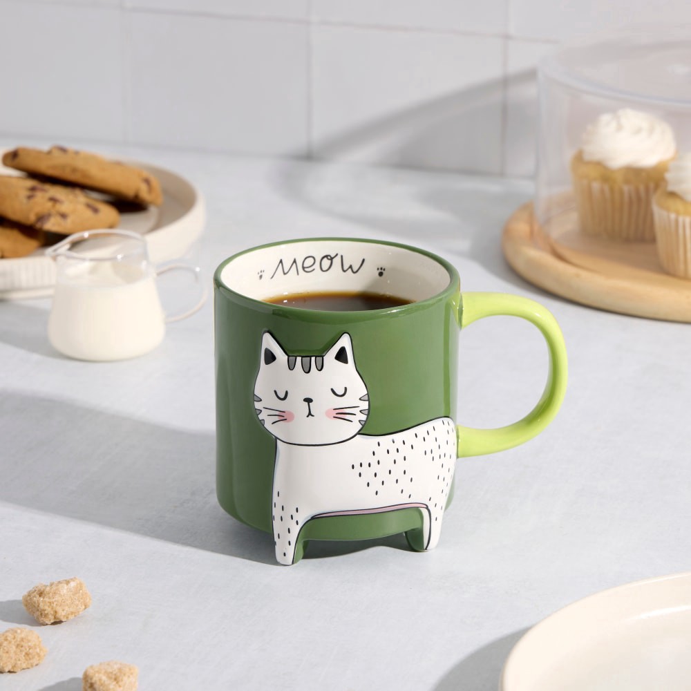 slide 3 of 3, Core Home Cat Footed Mug 16 oz Green, 16 oz