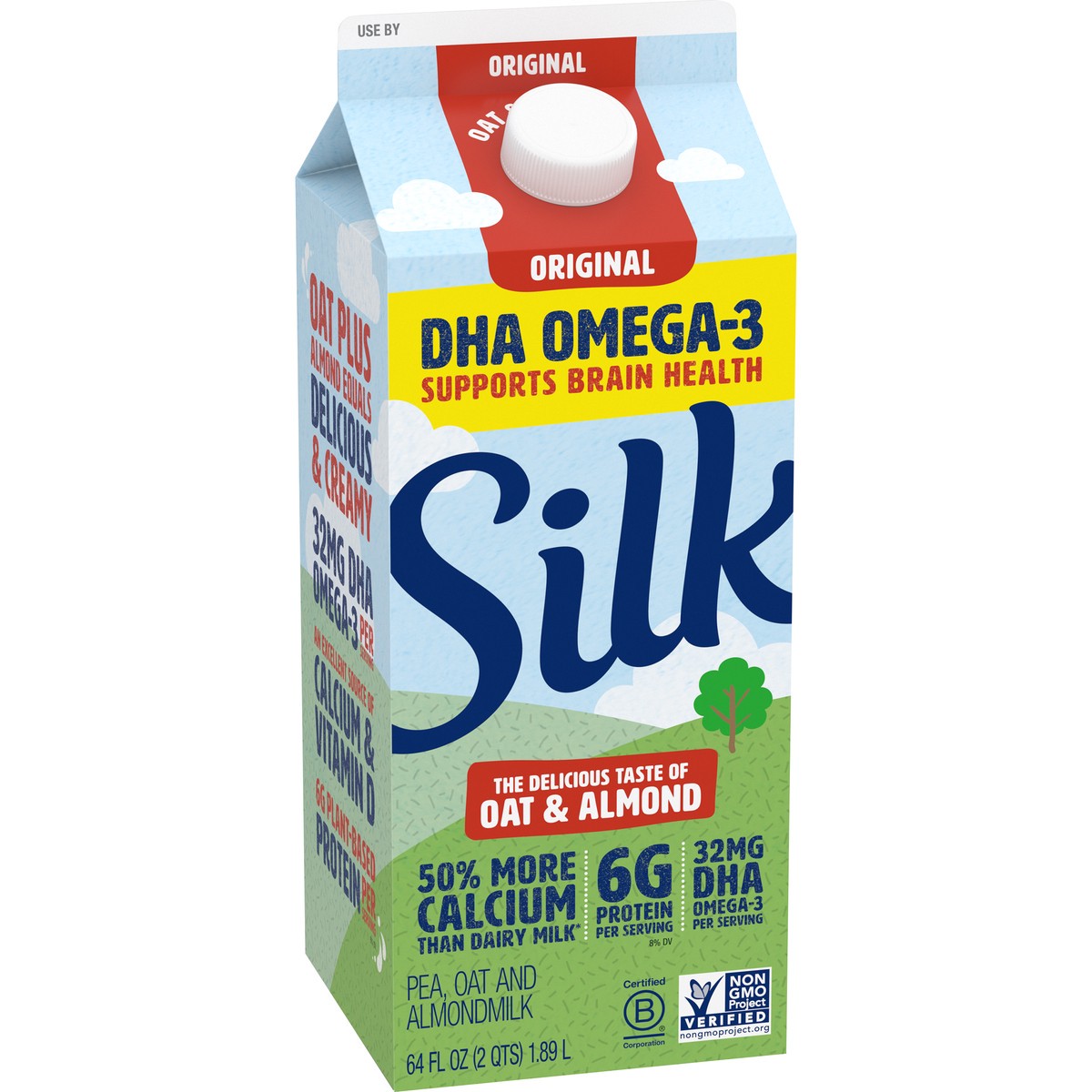 slide 2 of 14, Silk Original Oatmilk & Almondmilk, Half Gallon, 64 fl oz