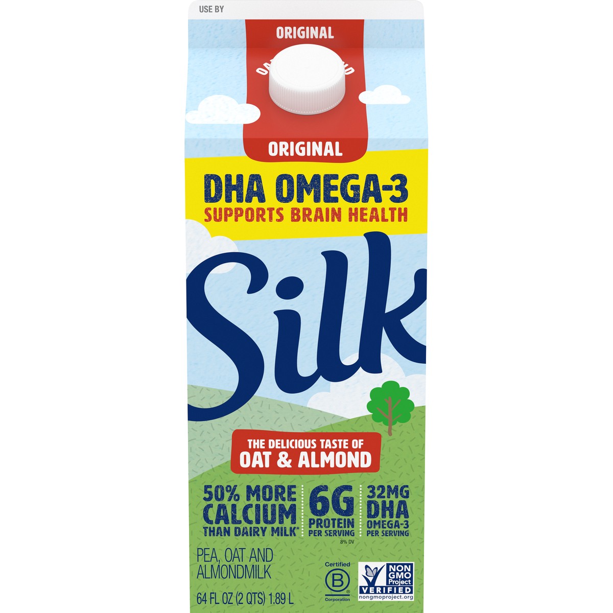 slide 1 of 14, Silk Original Oatmilk & Almondmilk, Half Gallon, 64 fl oz