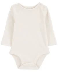 Carter's Baby Waffle Knit Long-Sleeve Bodysuit Ivory 3M