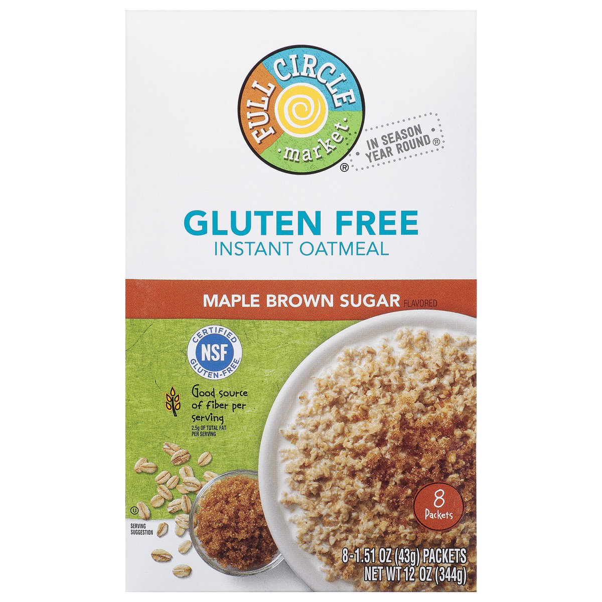slide 7 of 17, Full Circle Market Gluten Free Maple Brown Sugar Instant Oatmeal 8 ea, 8 ct