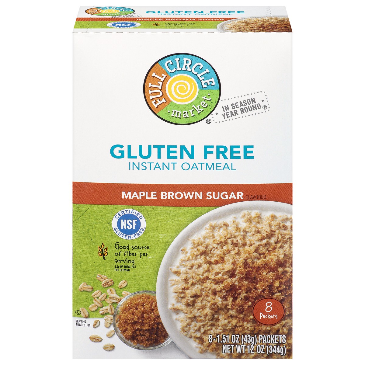 slide 17 of 17, Full Circle Market Gluten Free Maple Brown Sugar Instant Oatmeal 8 ea, 8 ct