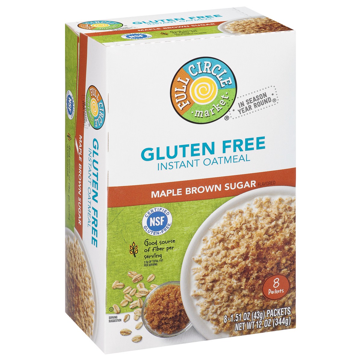 slide 10 of 17, Full Circle Market Gluten Free Maple Brown Sugar Instant Oatmeal 8 ea, 8 ct