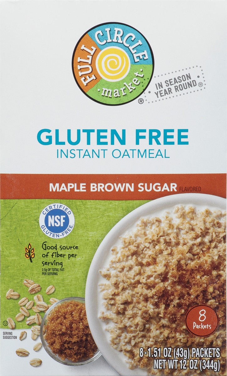 slide 3 of 17, Full Circle Market Gluten Free Maple Brown Sugar Instant Oatmeal 8 ea, 8 ct