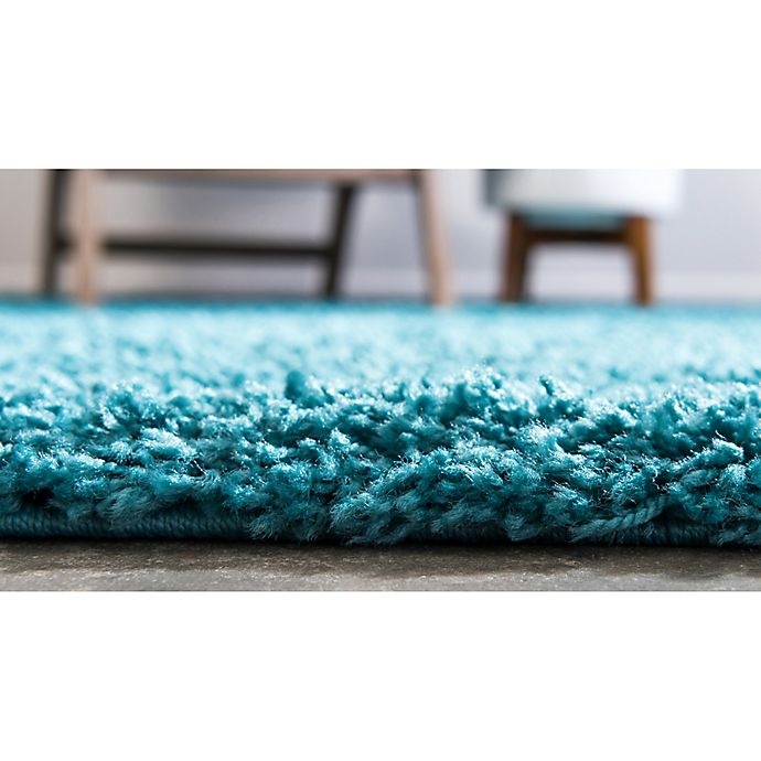 slide 5 of 6, Unique Loom Solid Shag Powerloomed Accent Rug - Deep Aqua, 2 ft 2 x 3 ft