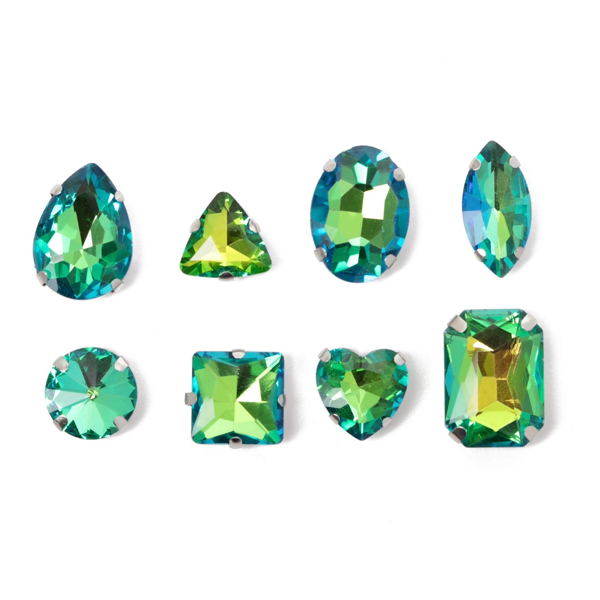 slide 2 of 7, Cousindiy Silver Peridot Ab Glass Sew-On Rhinestones, 32ct., 32 ct