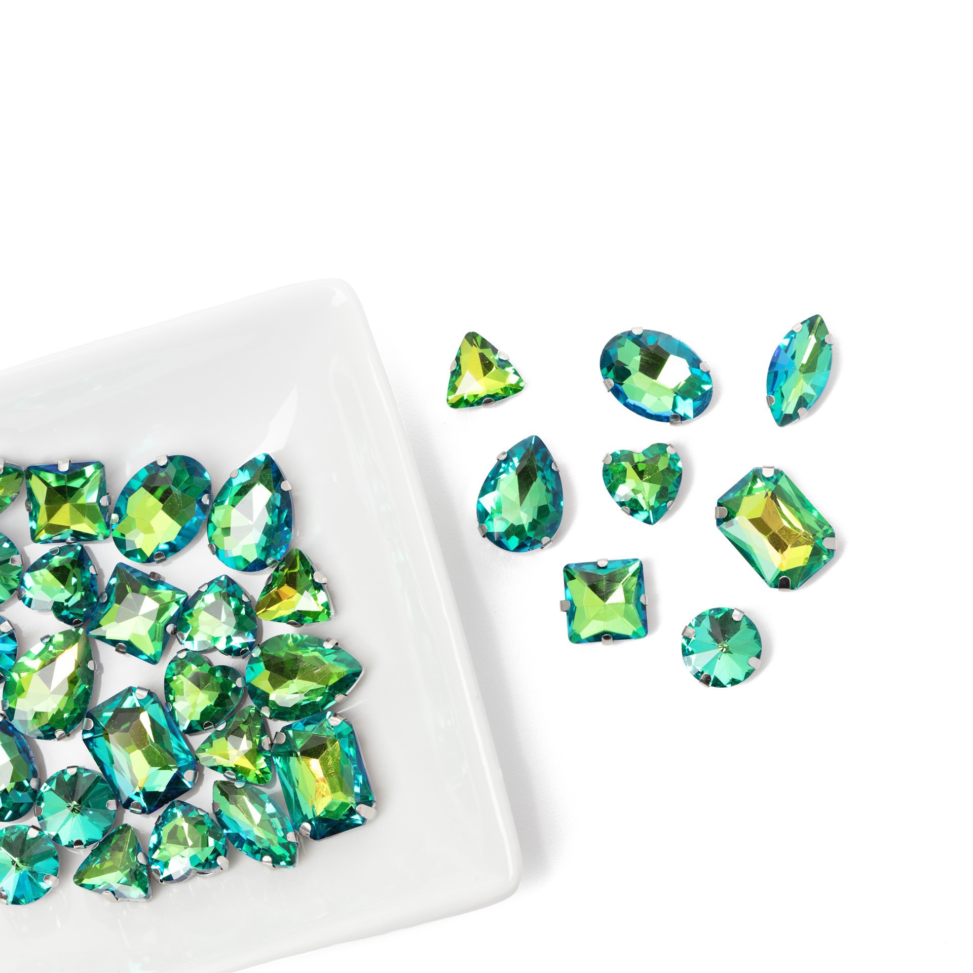 slide 6 of 7, Cousindiy Silver Peridot Ab Glass Sew-On Rhinestones, 32ct., 32 ct