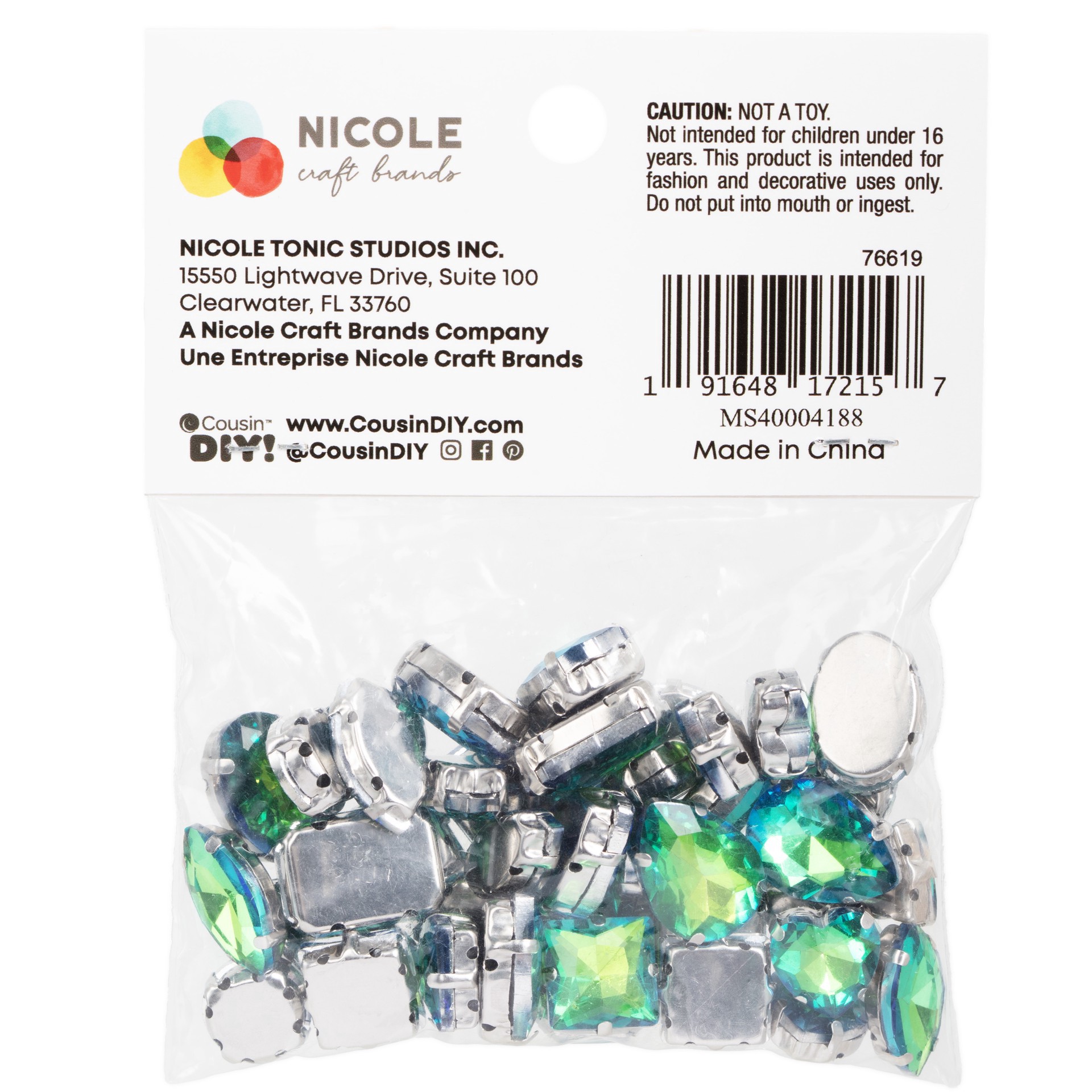 slide 3 of 7, Cousindiy Silver Peridot Ab Glass Sew-On Rhinestones, 32ct., 32 ct