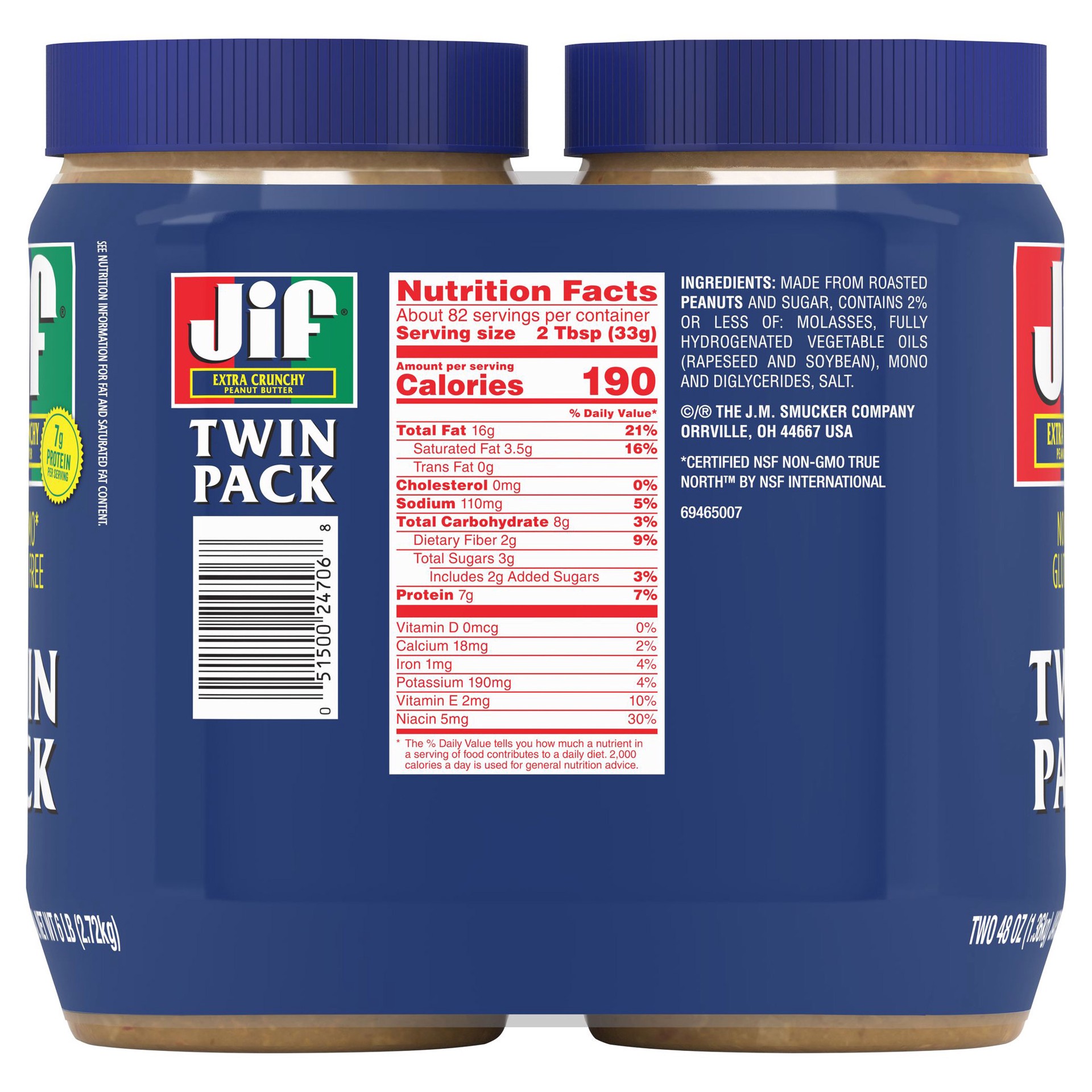 Jif Extra Crunchy Peanut Butter 2 ct; 48 oz Shipt