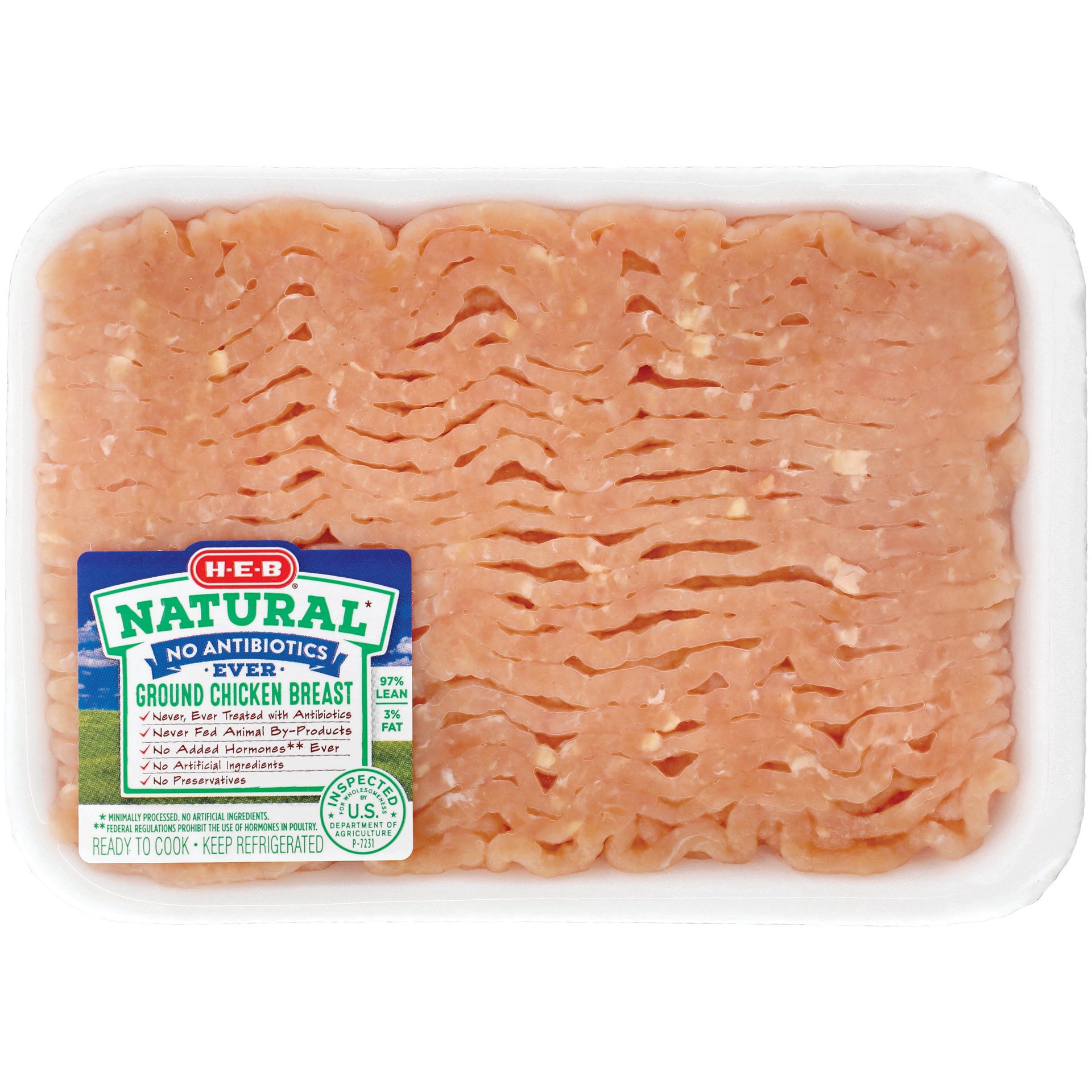 slide 1 of 1, H-E-B Natural Ground Chicken Breast, 97% Lean, per lb