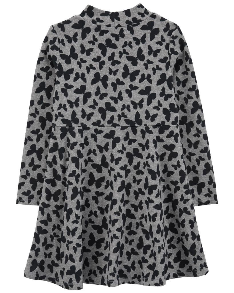 slide 2 of 3, Carters Kid Butterfly Print Mock Neck Long-Sleeve Dress Black 12, 1 ct