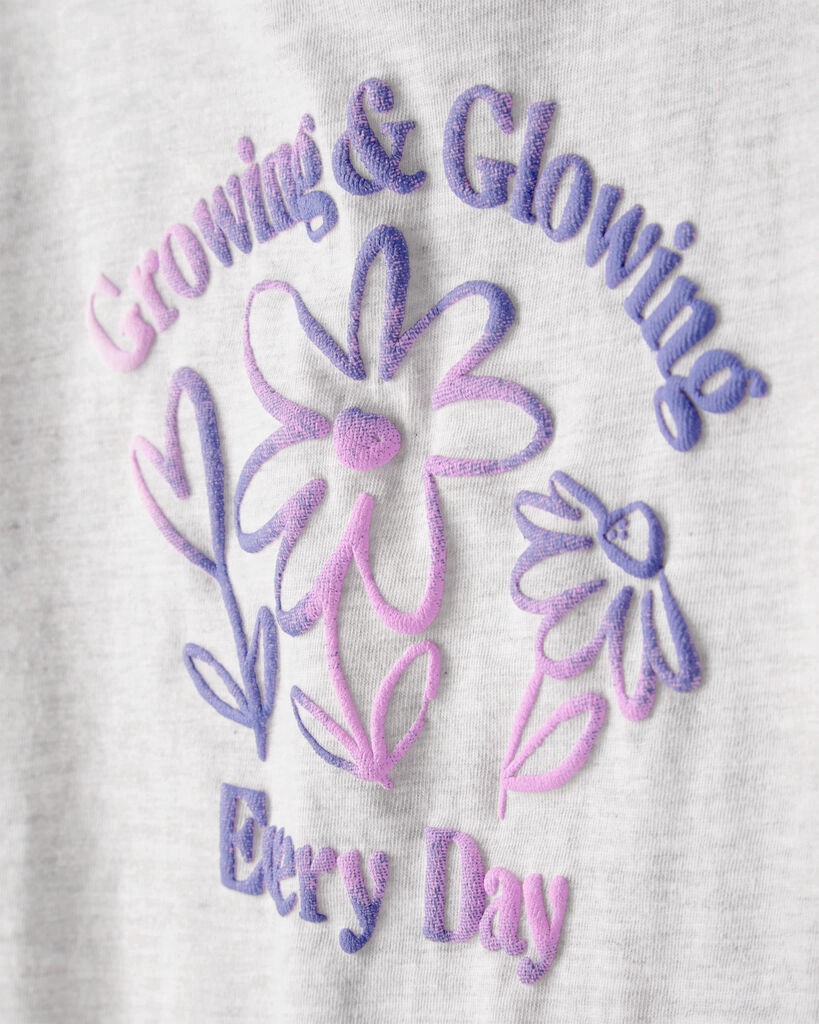 slide 3 of 3, Carter's Carters Girls Growing & Glowing Long-Sleeve Graphic Tee - Grey Grey XS, 1 ct