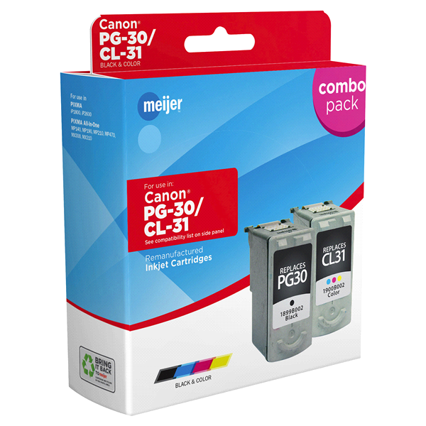 slide 1 of 1, Meijer Brand Canon PG-30/CL-31 Inkjet Cartridges, Black, Color, Combo Pack, 1 ct