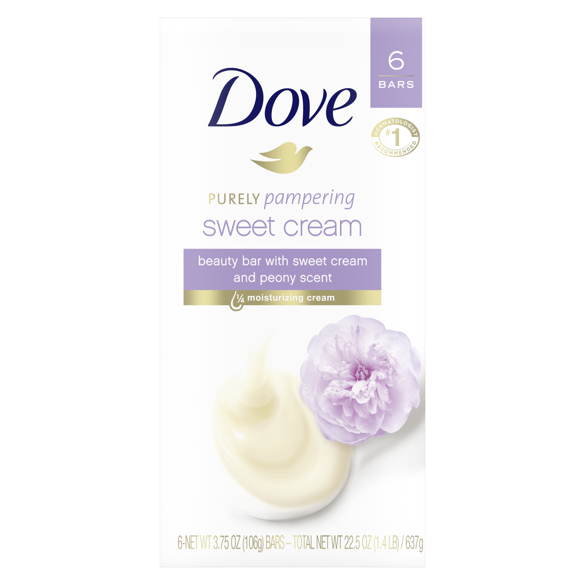 slide 4 of 5, Dove Purely Pampering Sweet Cream Peony Beauty Bar, 6 ct