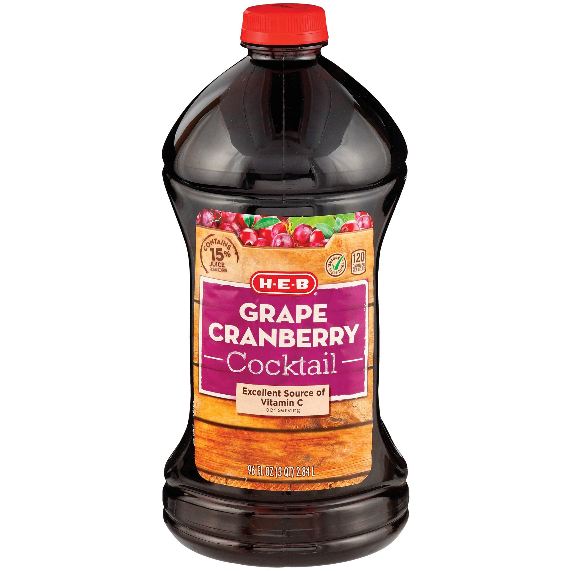 slide 1 of 1, H-E-B Grape Cranberry Juice Cocktail - 96 oz, 96 oz