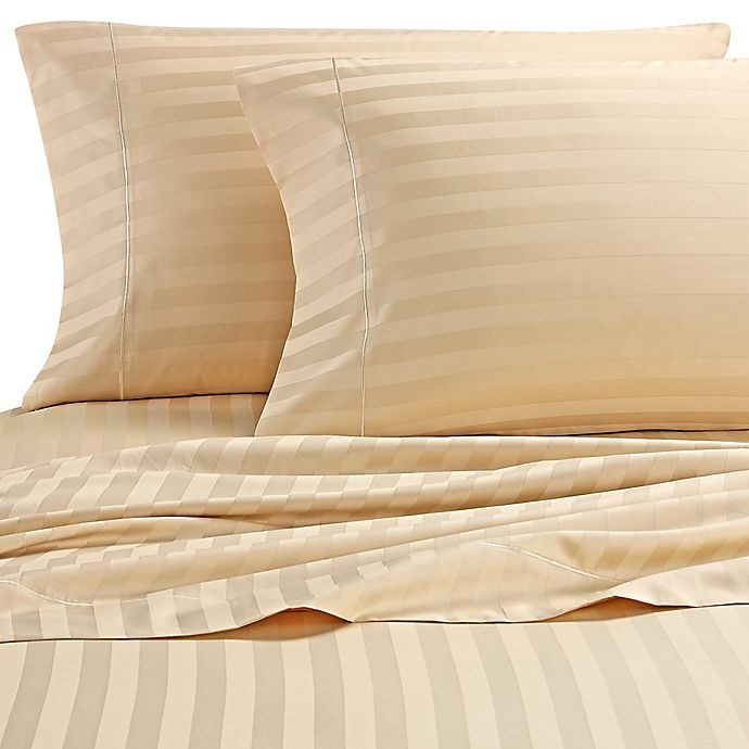 slide 1 of 9, Wamsutta Damask Stripe 500-Thread-Count PimaCott Twin Sheet Set - Honey, 1 ct