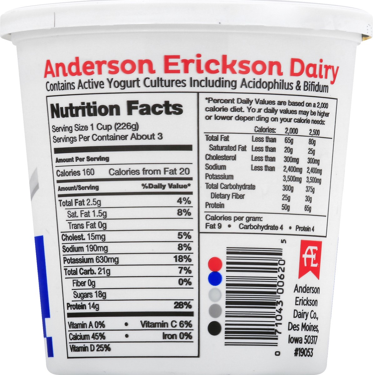 slide 8 of 8, Anderson Erickson Dairy Yogurt, Lowfat, Plain, 24 oz