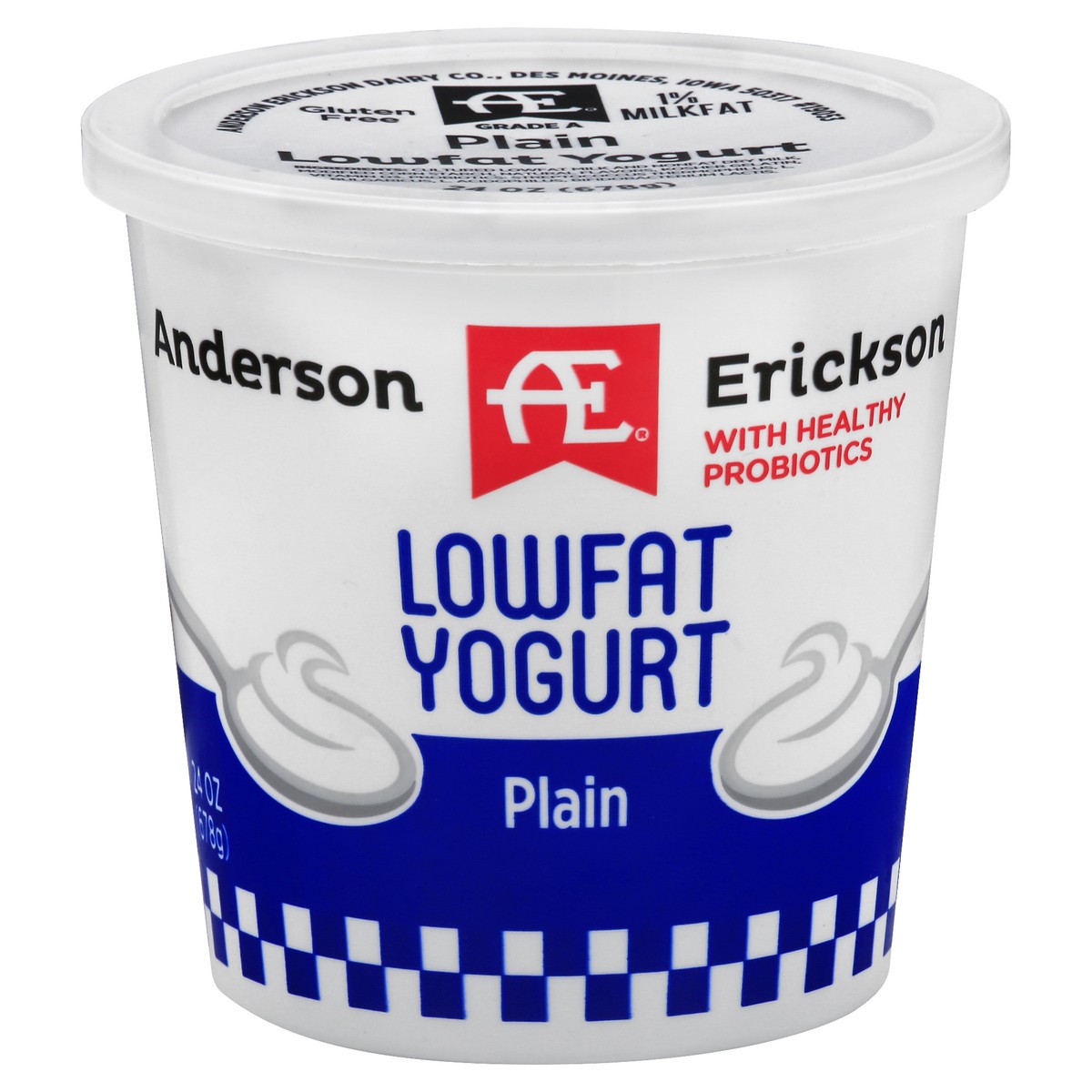 slide 1 of 8, Anderson Erickson Dairy Yogurt, Lowfat, Plain, 24 oz