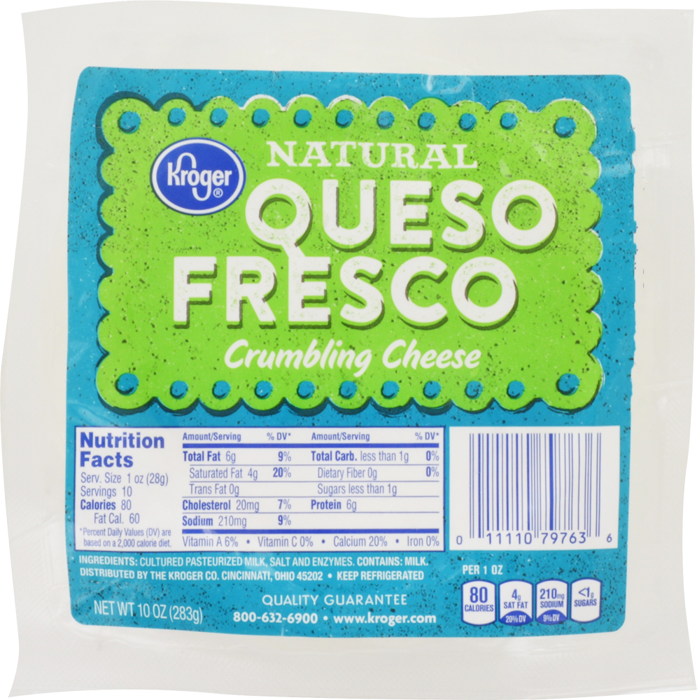 slide 1 of 1, Kroger Queso Fresco Natural Crumbling Cheese, 10 oz