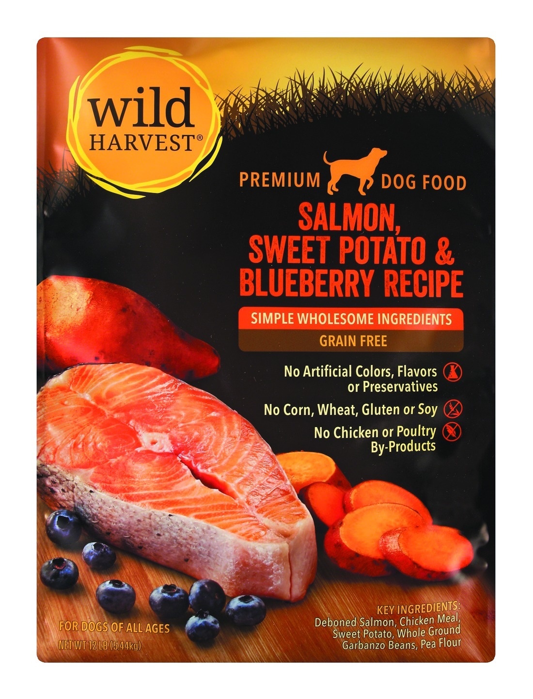 slide 1 of 1, Wild Harvest Wild Harv Dog Food Dry Salm/Swtpot/B, 12 lb