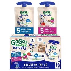 GoGo squeeZ YogurtZ Variety Pack, Blueberry and Berry Made with 100% Real Milk, 3 oz Pouches (10 Pack)