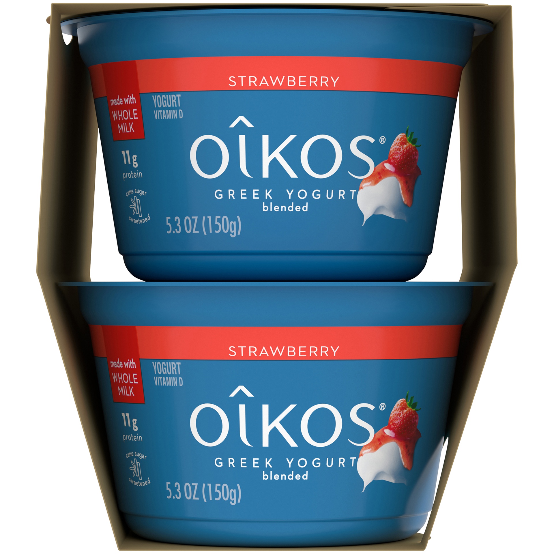 slide 2 of 5, Dannon Oikos Strawberry Blended Whole Milk Greek Yogurt, 4 ct; 5.3 oz