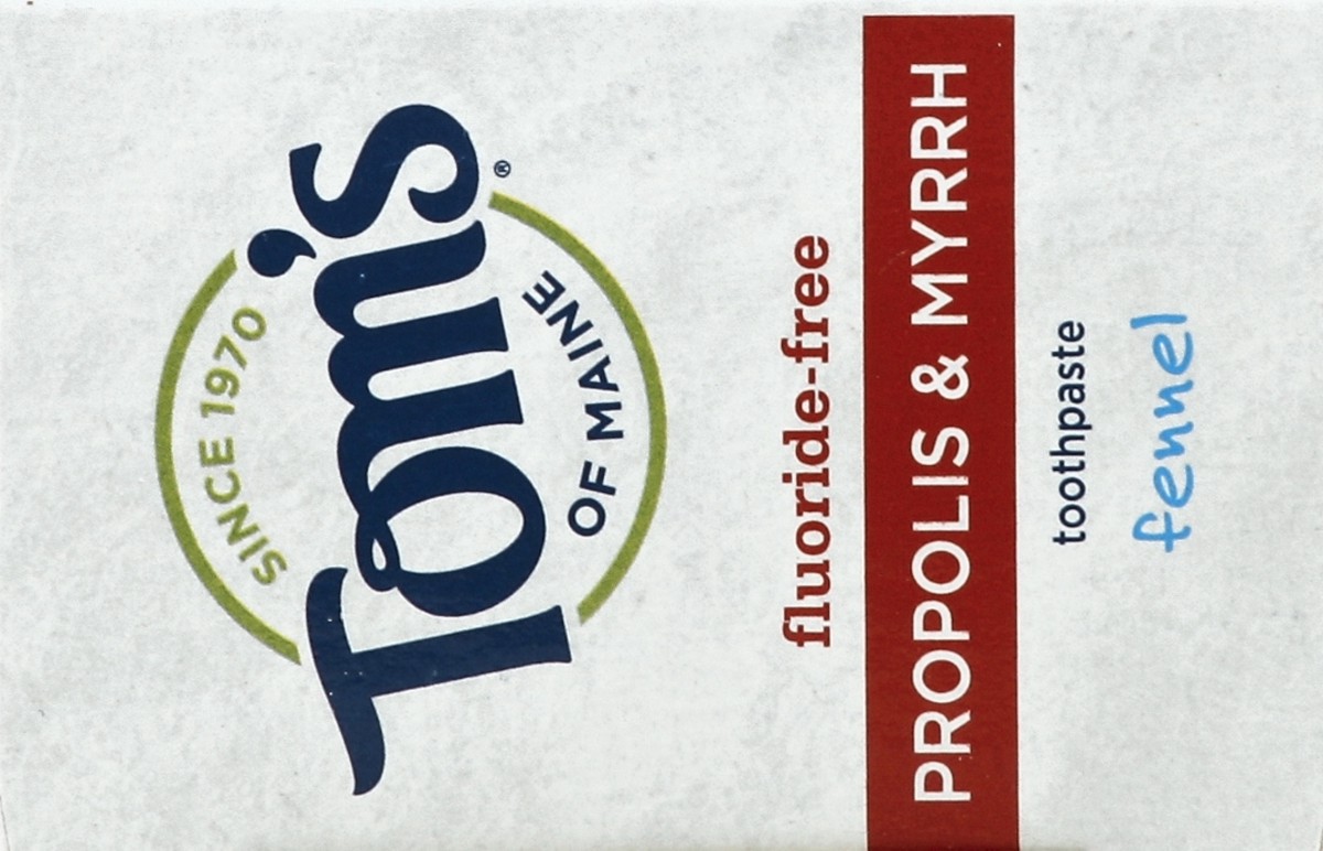 slide 5 of 5, Tom's of Maine Fluoride-Free Propolis & Myrrh Natural Toothpaste, Fennel, 5.5 oz., 5.5 oz