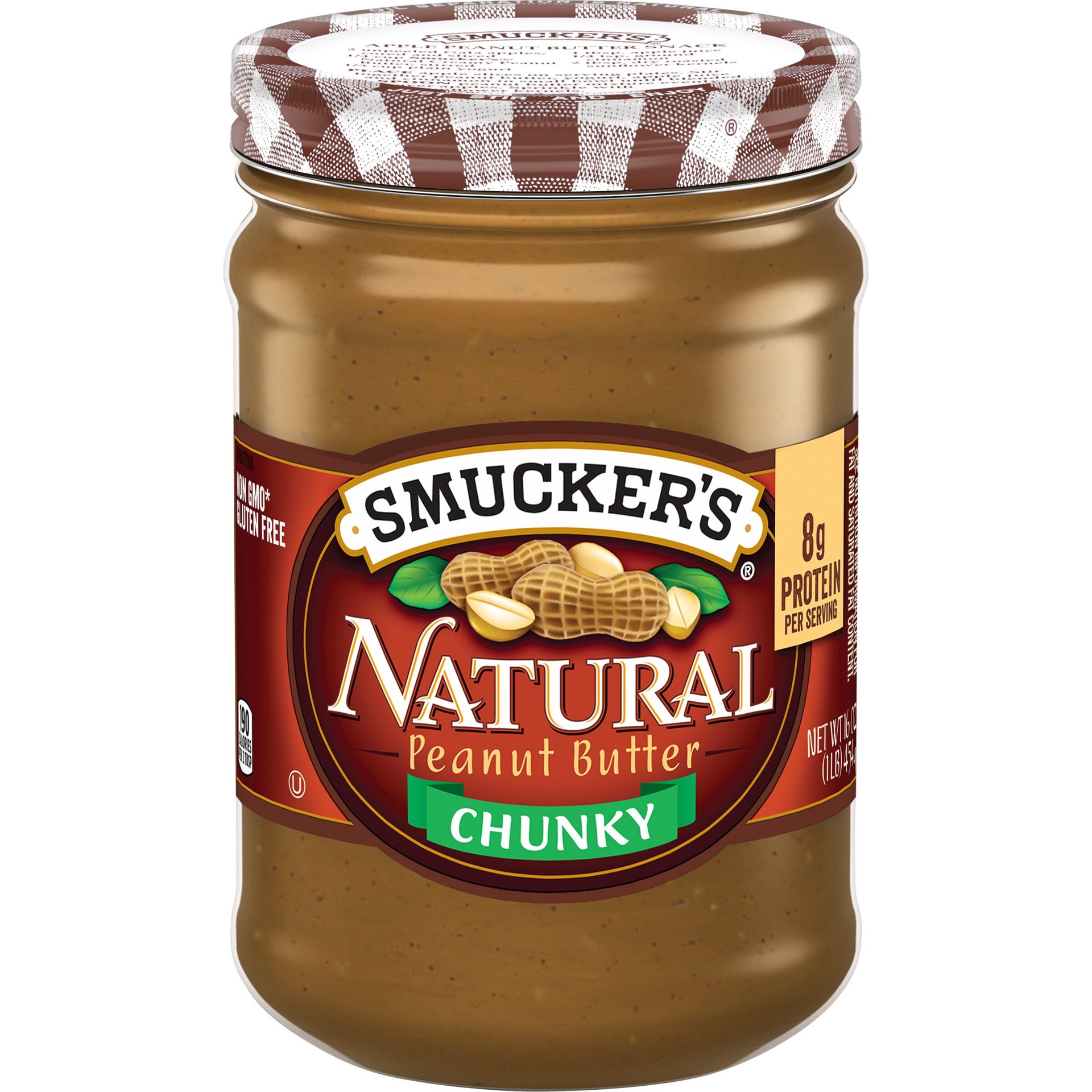 slide 1 of 7, Smucker's Natural Chunky Peanut Butter, 16 Ounces, 16 oz