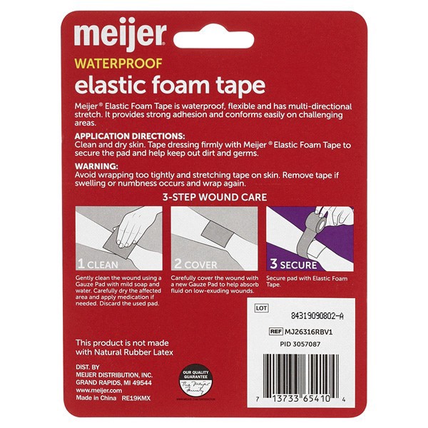 slide 4 of 5, Meijer Elastic Foam Tape, 1 in. x 5 yds, 1 roll