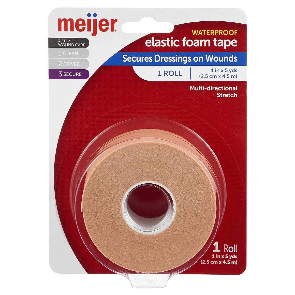 slide 1 of 5, Meijer Elastic Foam Tape, 1 in. x 5 yds, 1 roll