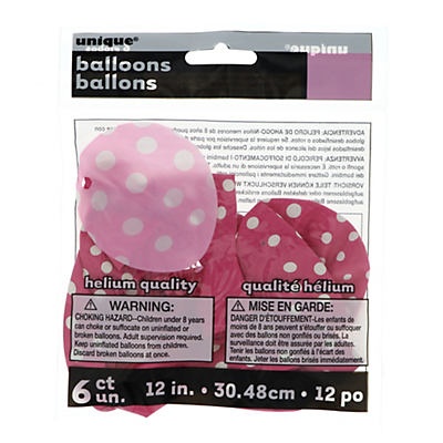 slide 1 of 1, Unique Industries Unique Hot Pink Dots Balloons 12 Inch, 8 ct