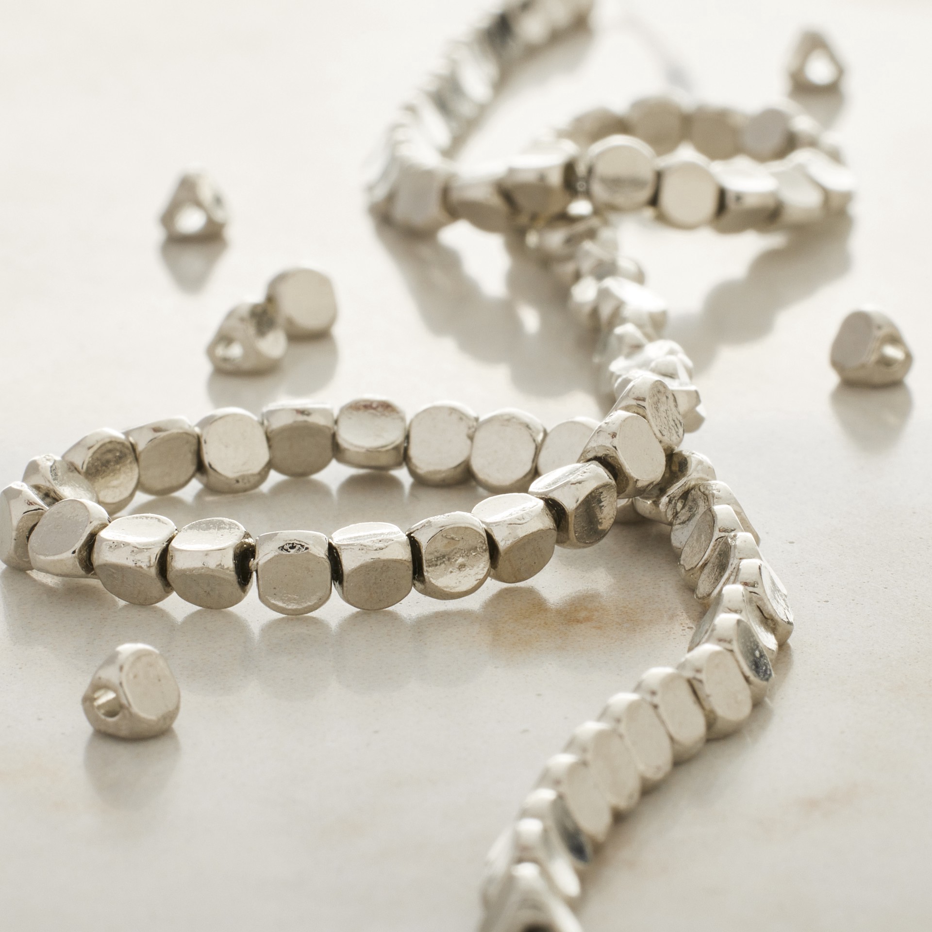 slide 3 of 3, Rhodium Metal Irregular Shape Beads, 3mm By Bead Landing, 3 mm