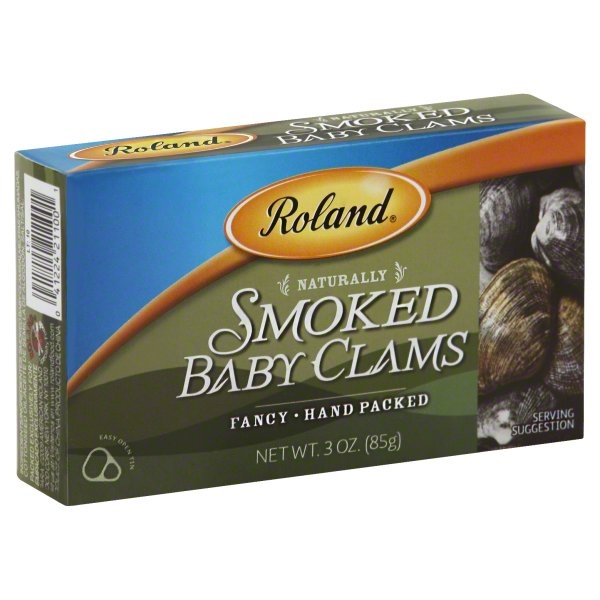 slide 1 of 1, Roland Smoked Baby Clams, 3 oz