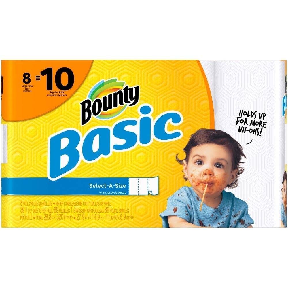slide 1 of 1, Bounty Basic Basic Select-A-Size Paper Towels, 8 ct