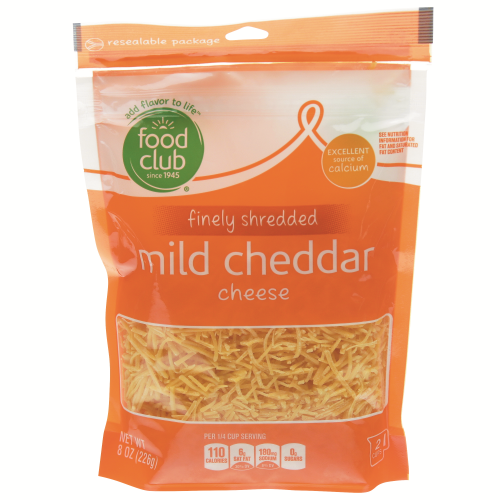 slide 1 of 3, Food Club Mild Cheddar Finely Shredded Cheese, 8 oz