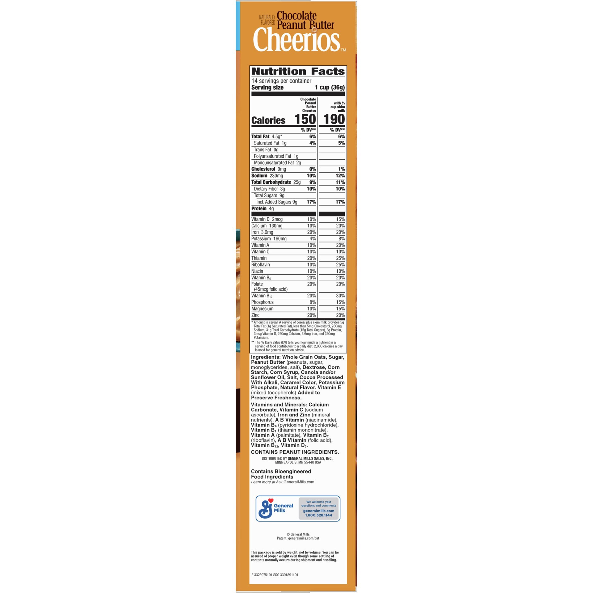 slide 3 of 10, Cheerios Chocolate Peanut Butter Cheerios Breakfast Cereal, Family Size, 18 OZ, 18 oz