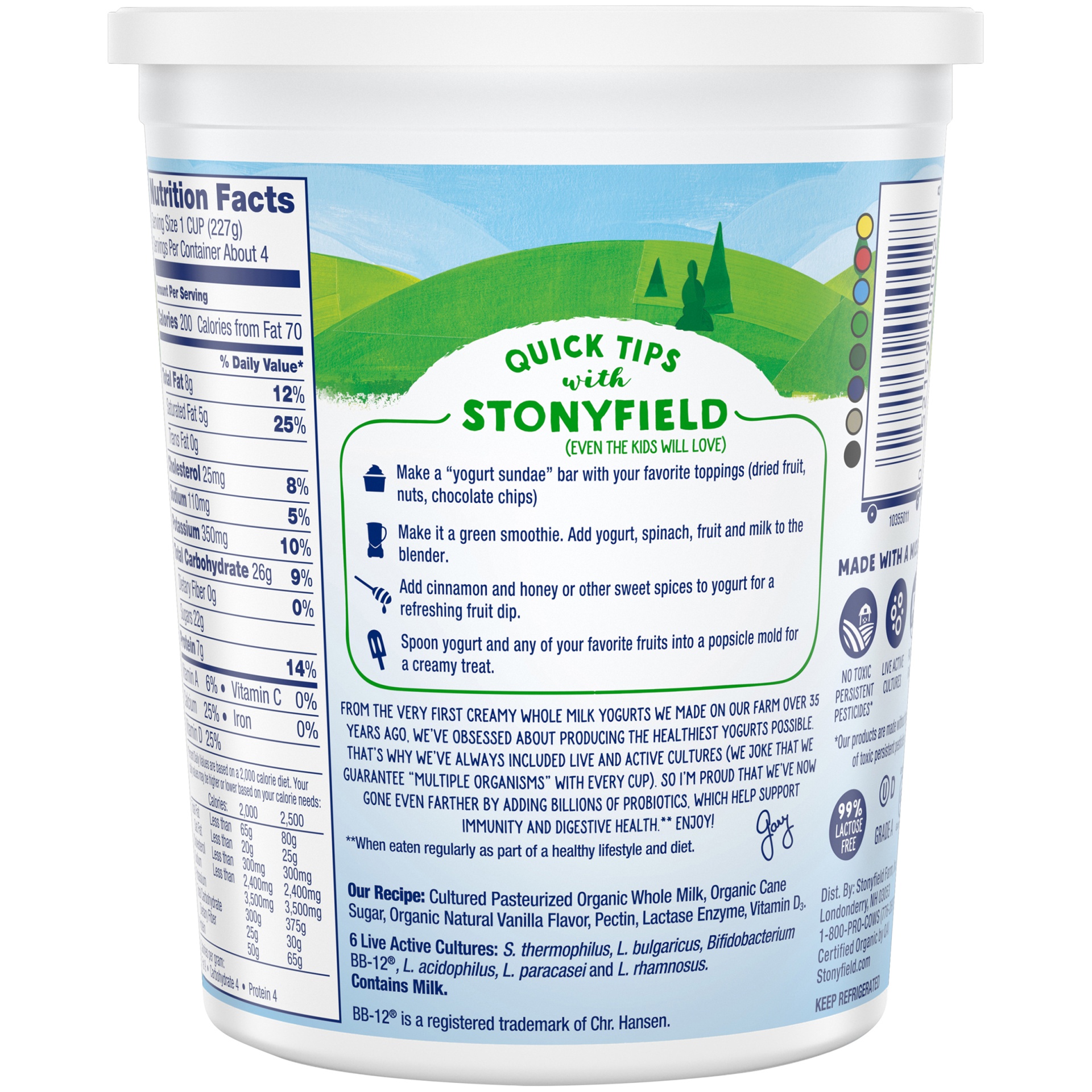 slide 4 of 6, Stonyfield Organic Whole Milk Probiotic Yogurt, Vanilla, 32 oz