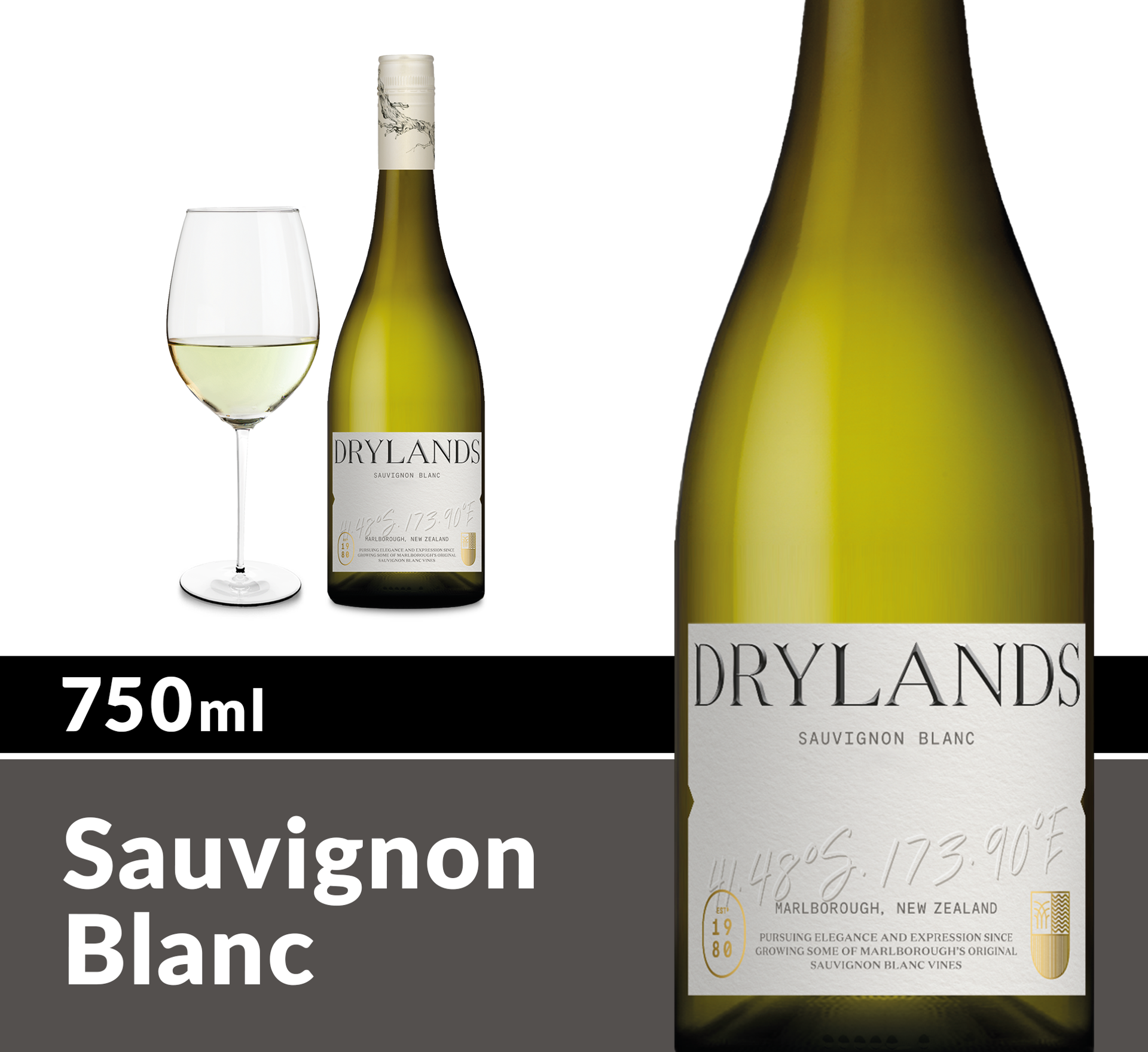 slide 4 of 10, Drylands Marlborough Sauvignon Blanc White Wine, 750 ml