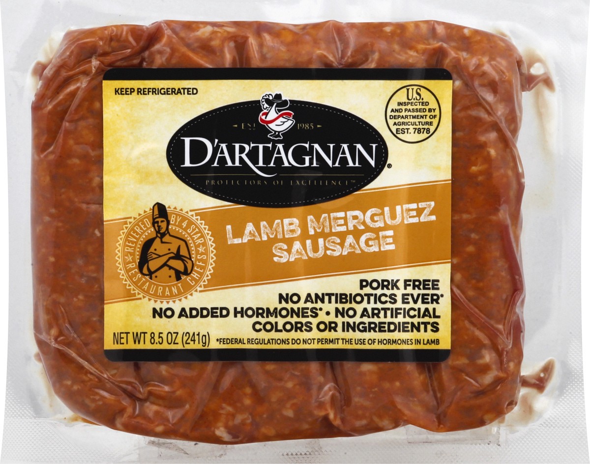 slide 7 of 10, D'Artagnan Lamb Merguez Sausage, 8.5 oz
