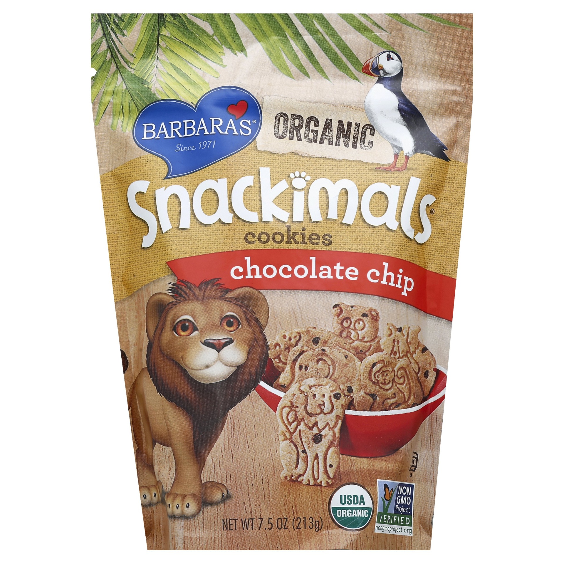 slide 1 of 1, Barbara's Snackimals Cookies - Chocolate Chip, 7.5 oz