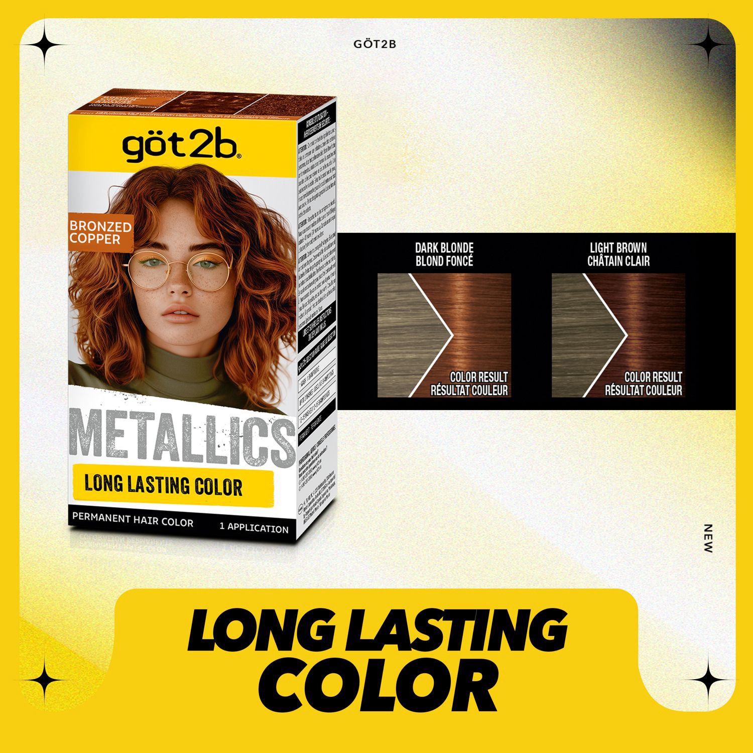 slide 4 of 9, göt2b Metallics Bronzed Copper Permanent Hair Color 1 Each, 22 oz