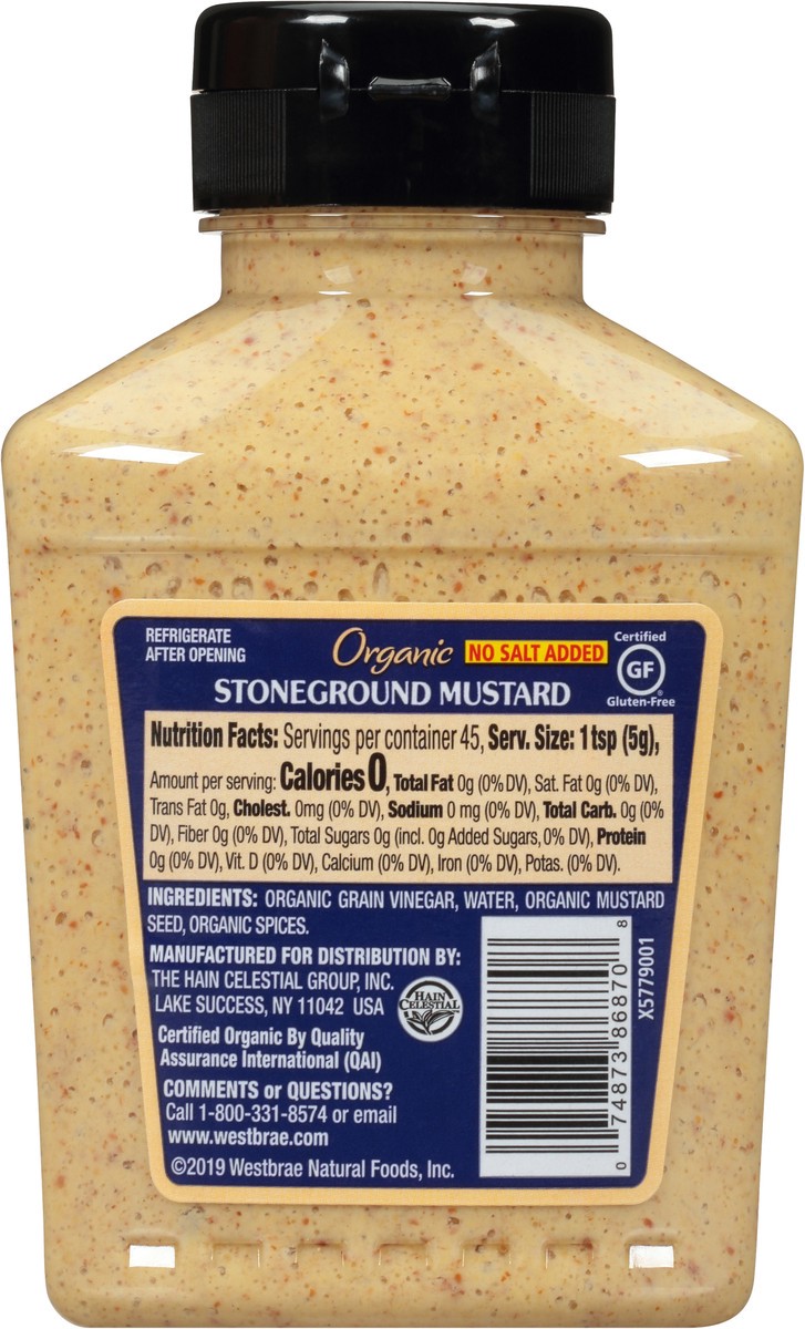 slide 9 of 10, Westbrae Natural No Salt Added Stoneground Mustard, 12 oz