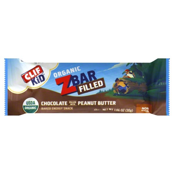 slide 1 of 6, CLIF Kid Organic Zbar Filled Chocolate Filled With Peanut Butter Baked Energy Snack, 16 oz