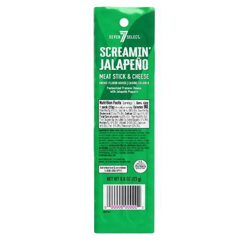 slide 1 of 1, 7 Select Screamin' Jalapeno Meat Stick & Cheese Combo, 0.8 oz