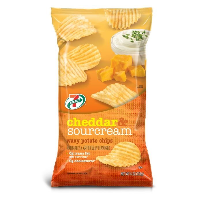 slide 1 of 1, 7-Select 7 Select Ripple Cheddar & Sour Cream Potato Chips, 2.5 oz