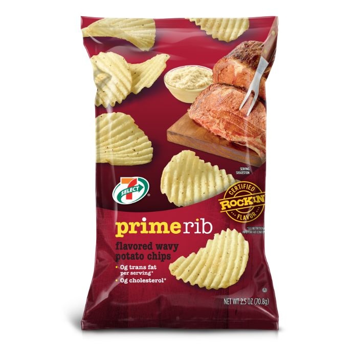 slide 1 of 1, 7-Select 7 Select Prime Rib Wavy Potato Chips, 2.5 oz