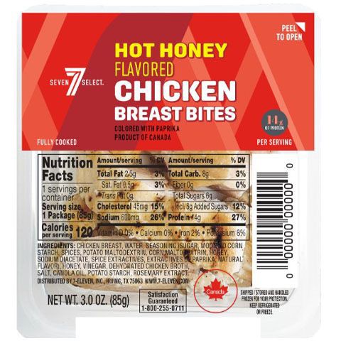 slide 1 of 1, 7-Eleven Small Bites 7-Select Chicken Bites Hot Honey, 3 oz