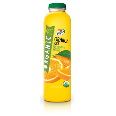 slide 1 of 1, 7-Select Organic Orange Juice, 12 oz