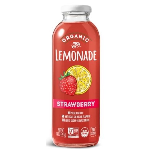 slide 1 of 1, 7-Select Organic Strawberry Lemonade, 14 oz